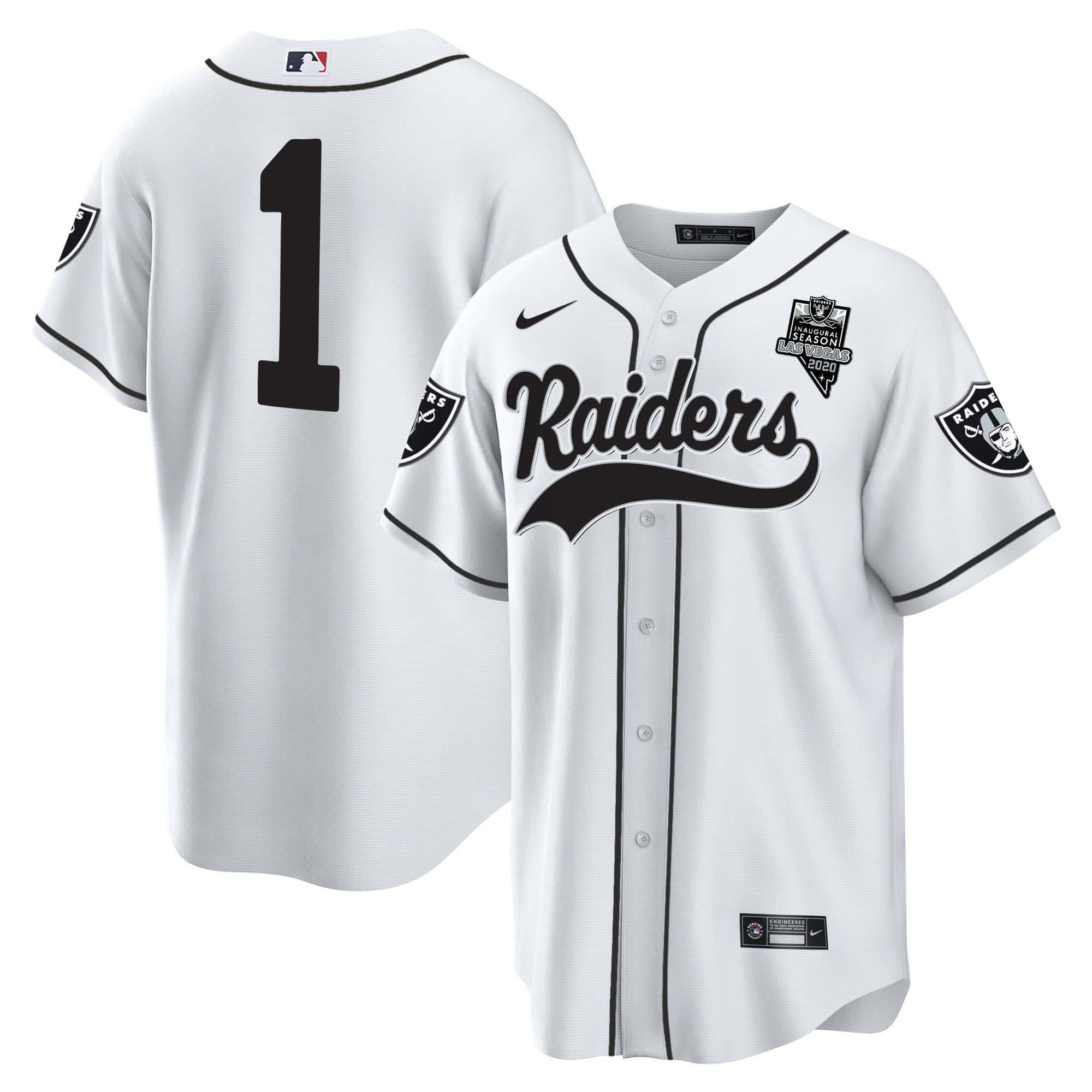 Men Oakland Raiders #1 No Name White 2024 Nike Vapor Baseball NFL Jersey